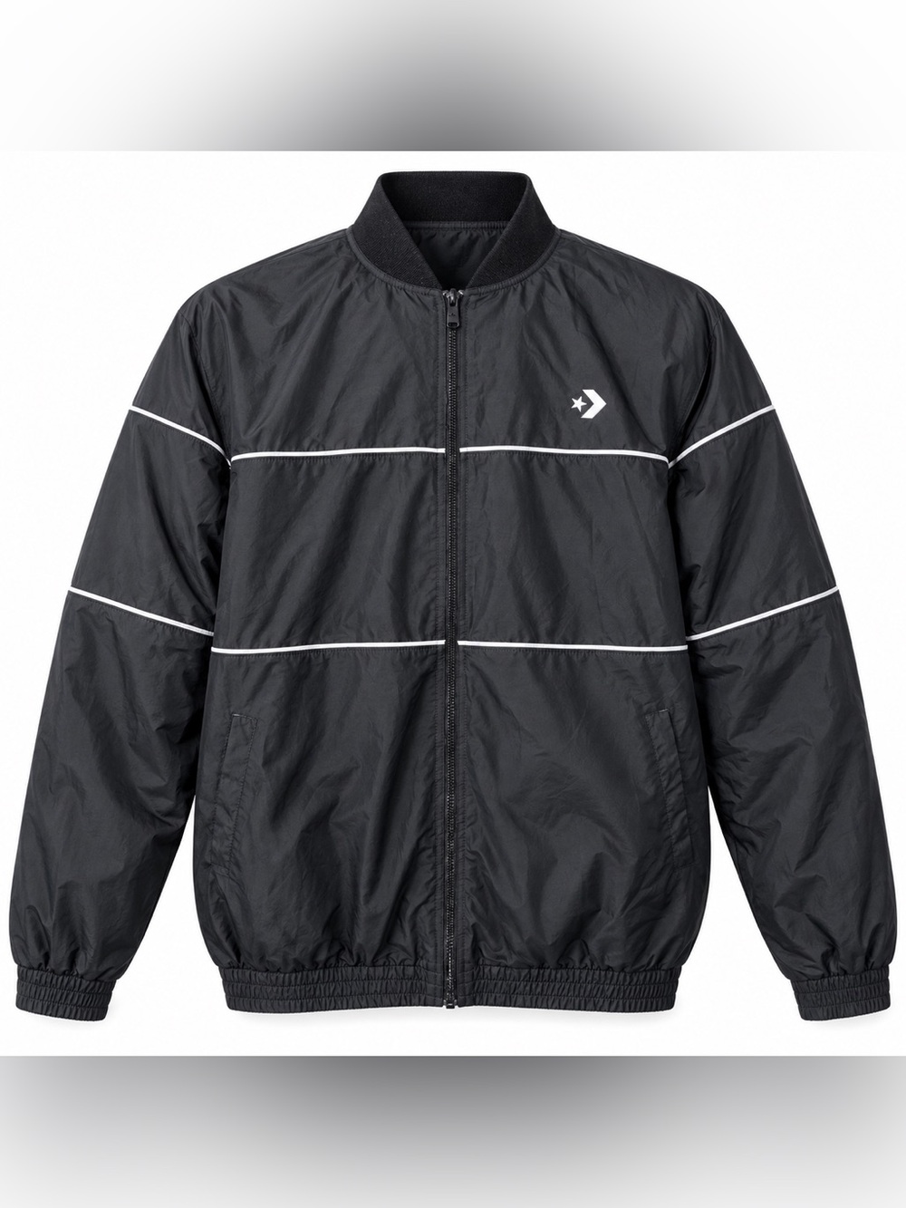 Converse Black Windbreaker Jacket with White Piping